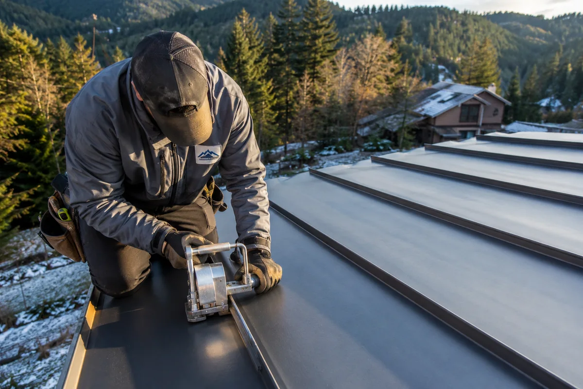 Metal Roofing underway on a property in Issaquah, WA